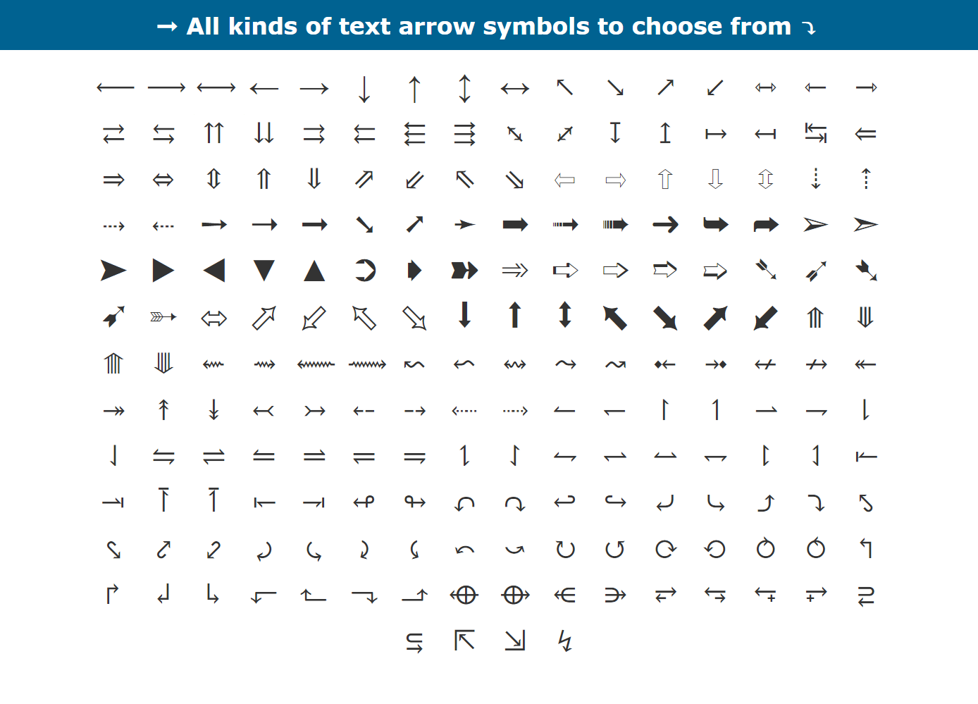 ASCII Code For Arrow Symbol