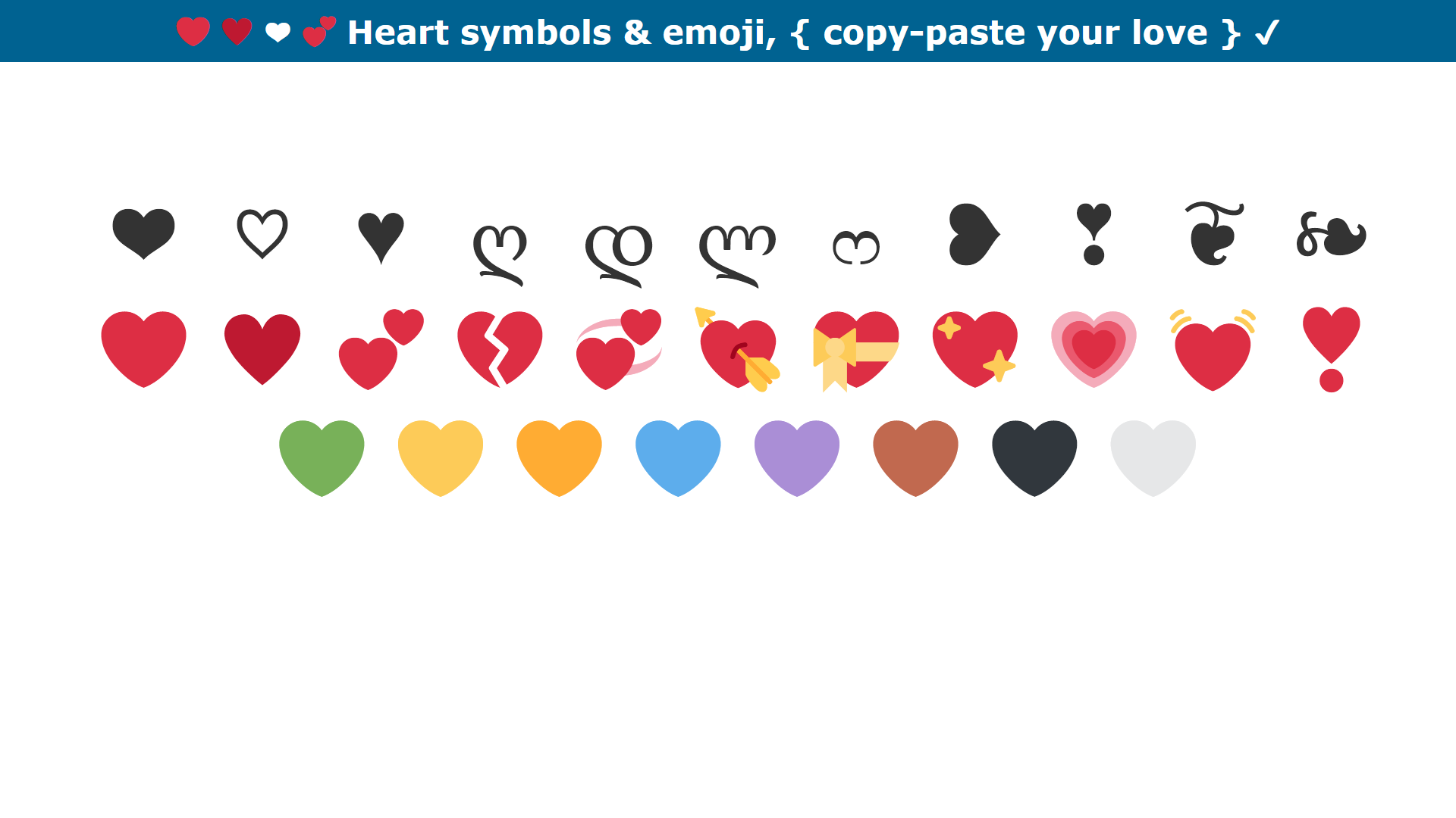 Heart Symbols Emoji Copy paste Your Love 